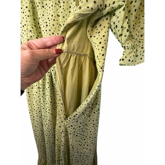 Polago Green Chiffon Polka Dot  Dress - Size XXL - Picture 8 of 10